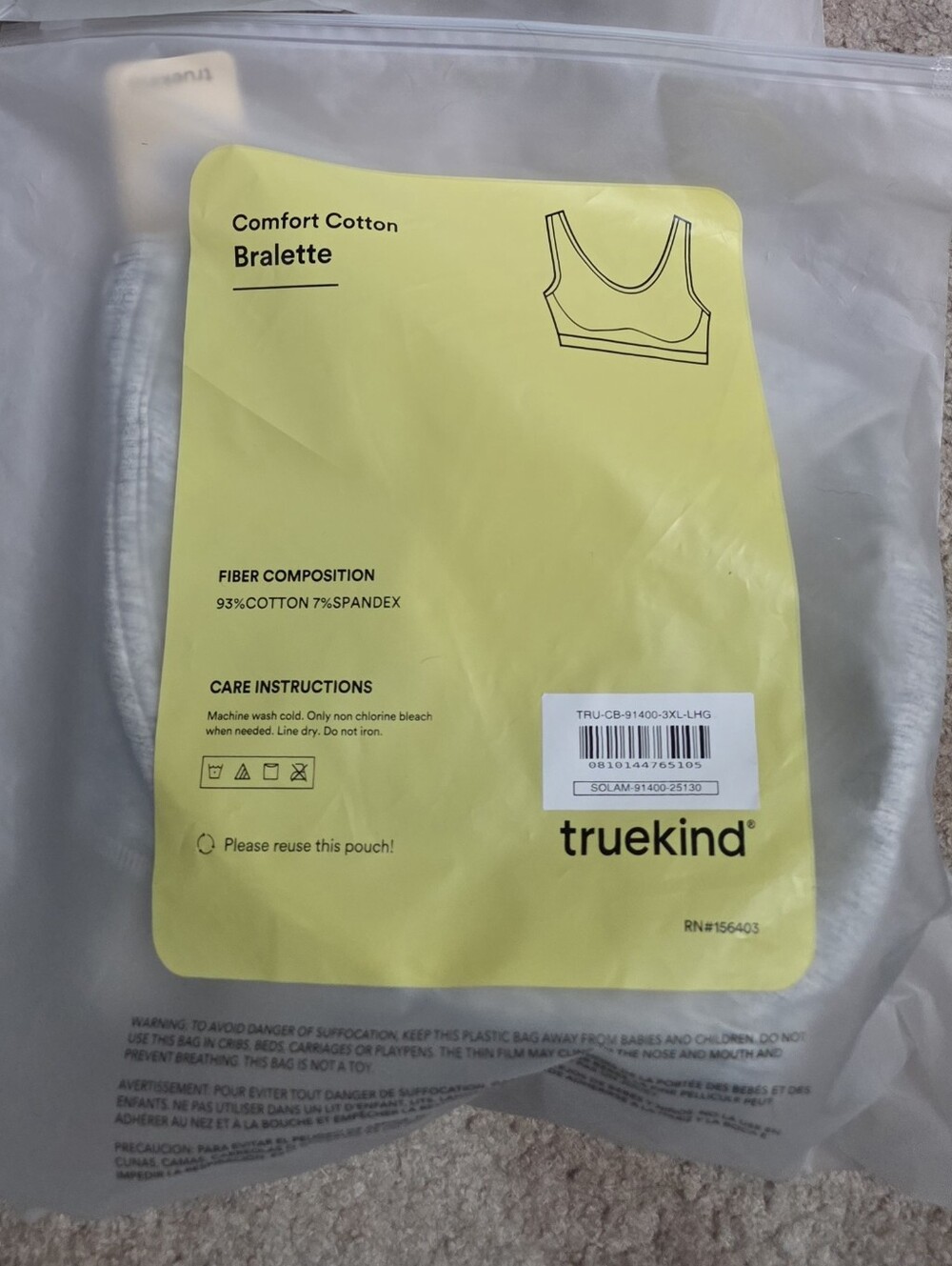 Truekind Comfort Cotton Bralette - Gray - Picture 2 of 4